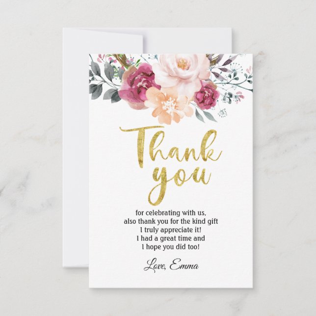 flower, floral  thank you card (Front)
