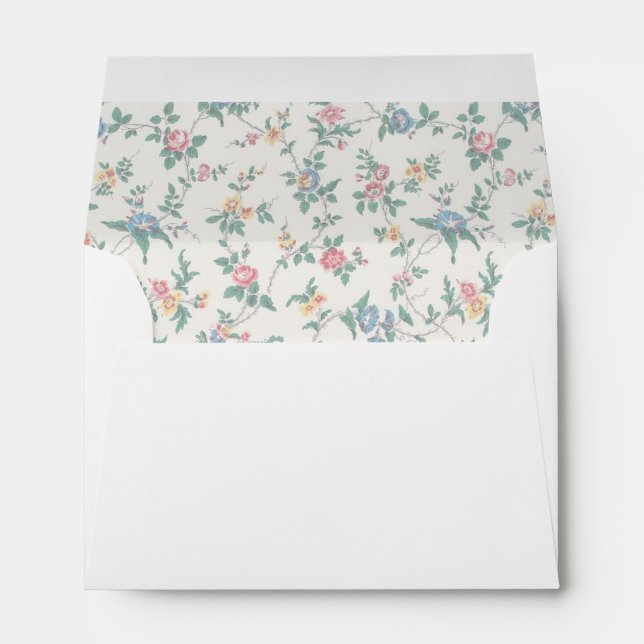 Flower Floral White Pink Blue Address Envelope (Back (Bottom))