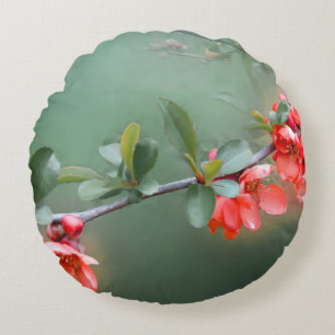 Flower flowers quince bush spring round pillow