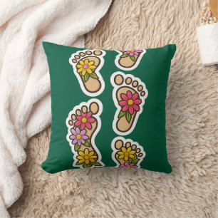  Flower Footprints – Walk in Beauty and Joy Throw Pillow