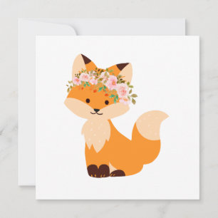 Flower Fox Blank Card