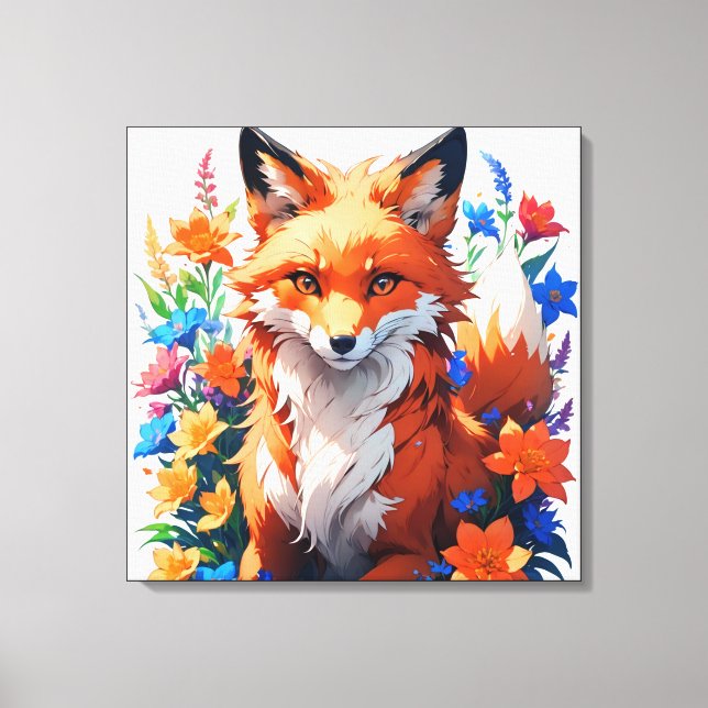 Flower Fox Canvas Print (Front)