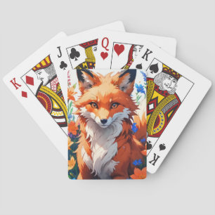 Flower Fox Playing Cards