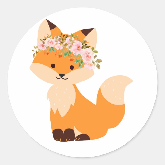 Flower Fox Sticker (Front)
