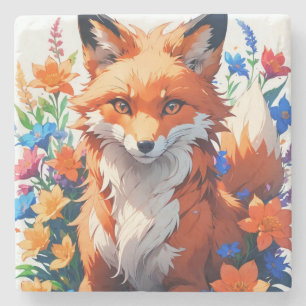 Flower Fox Stone Coaster