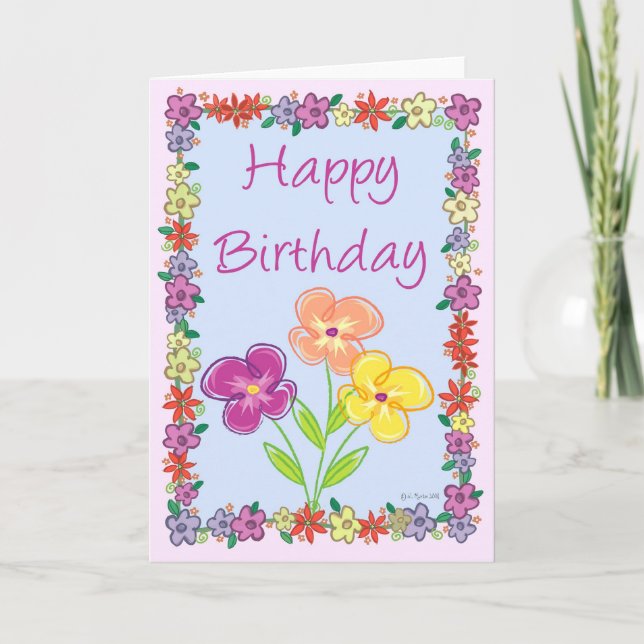 Flower Frame Birthday Card (Front)