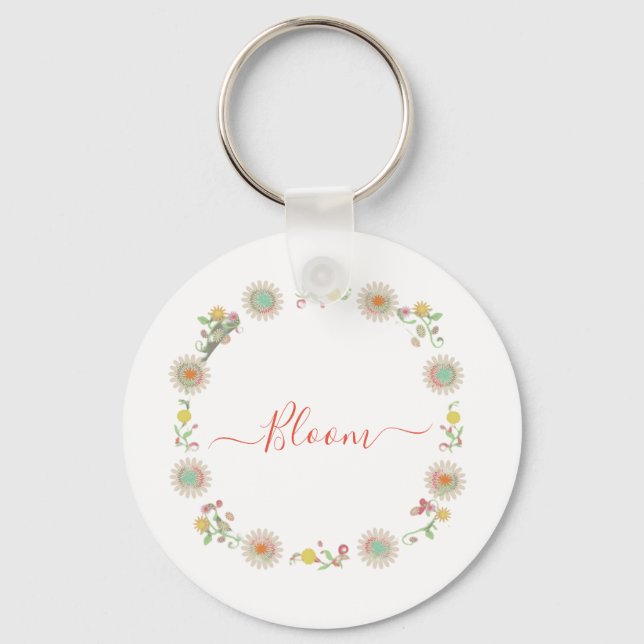 Flower frame border Keychain (Front)