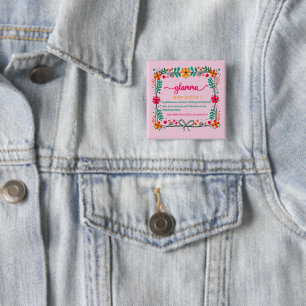 Flower Frame Glamma Grandma Grandmother Definition 2 Inch Square Button