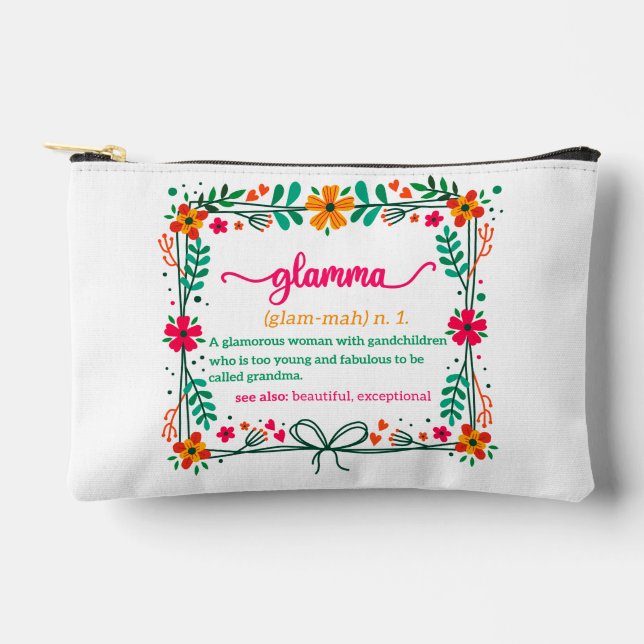Flower Frame Glamma Grandma Grandmother Definition Accessory Pouch (Front)