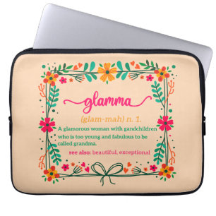 Flower Frame Glamma Grandma Grandmother Definition Laptop Sleeve