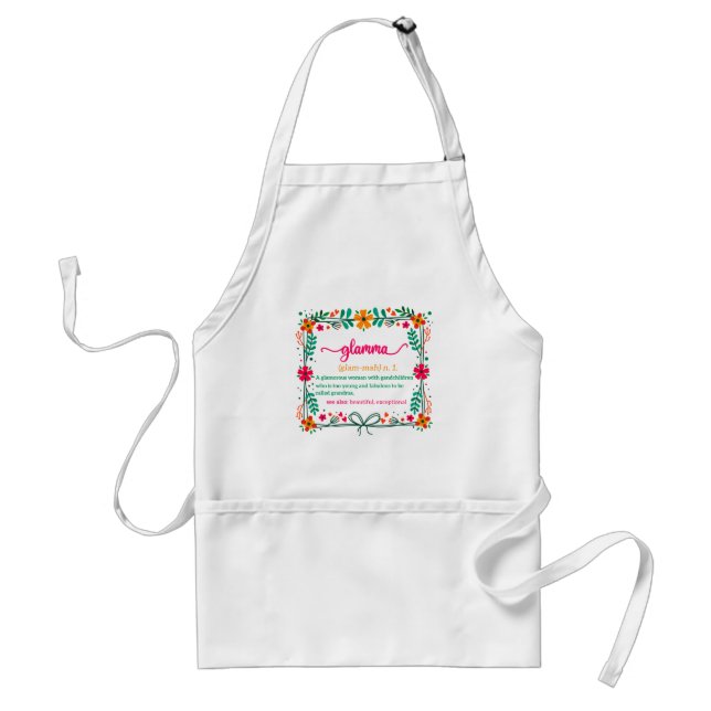 Flower Frame Glamma Grandma Grandmother Definition Standard Apron (Front)