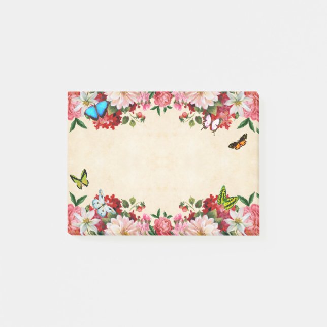 Flower Frame with Butterflies Post-it Notes (Front)