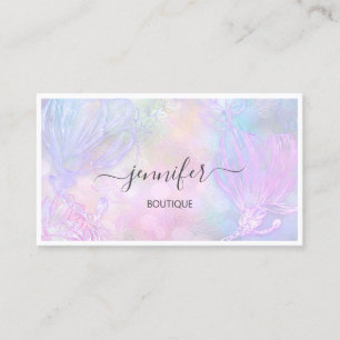  Flower Framed QR Code Custom Logo Holographic  Business Card