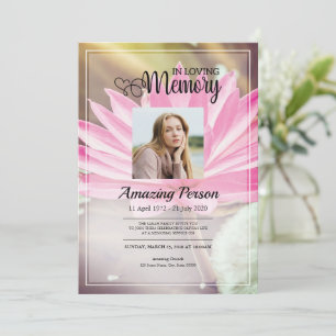Flower Funeral order of service Invitation