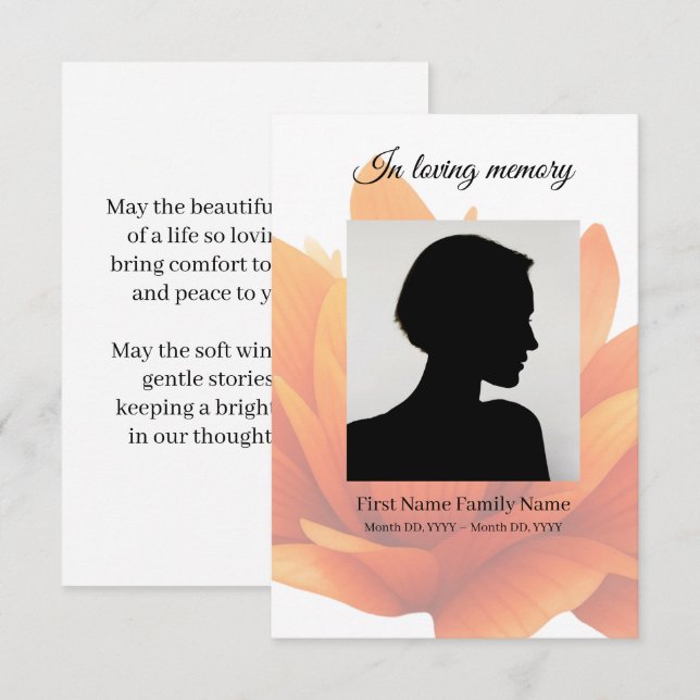 Flower funeral prayer card (Front/Back)