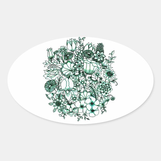 Flower Garden 1 Oval Sticker