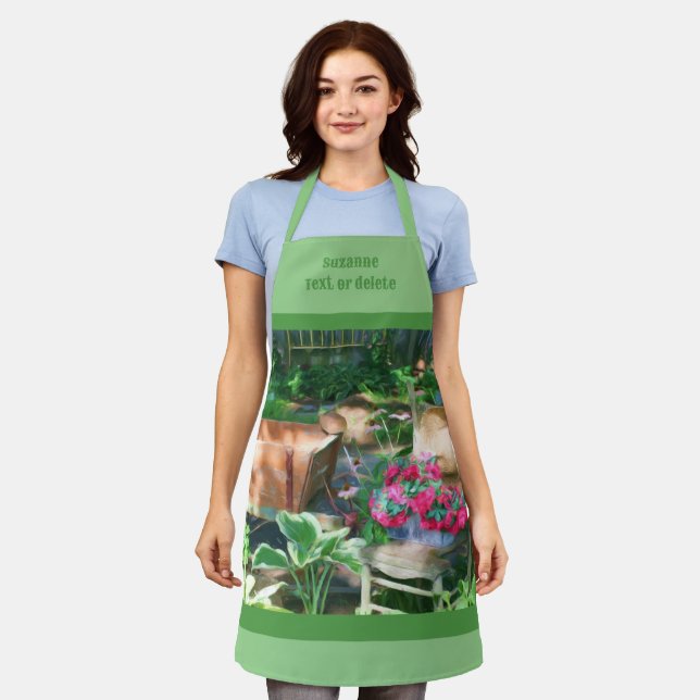 Flower Garden Antique Chair Personalized Apron (Worn)