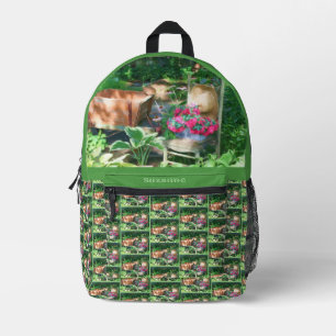 Flower Garden Antique Chair Personalized Printed Backpack
