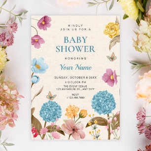 Flower garden baby shower invitation