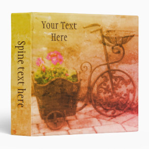 Flower Garden Bicycle Vintage Art Personalized  Binder