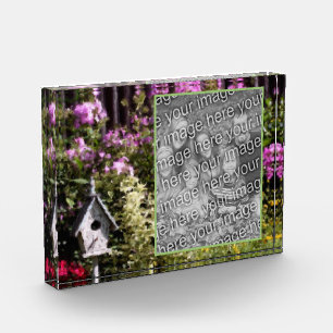 Flower Garden Bird House Painting Add Your  Photo Block