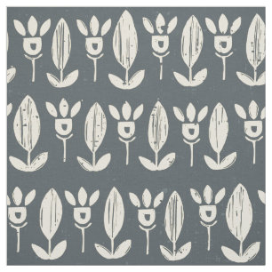 flower garden block ivory pewter fabric