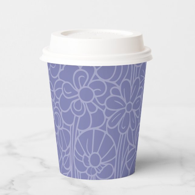 Flower Garden Blue Paper Cups (Left)