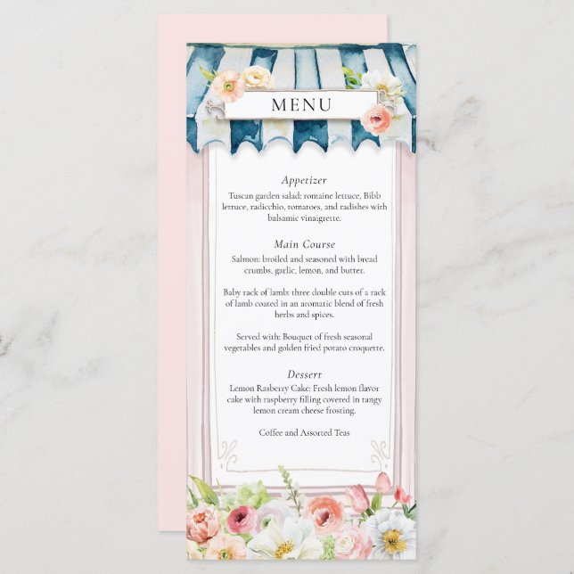 Flower Garden Bridal Shower Menu (Front/Back)