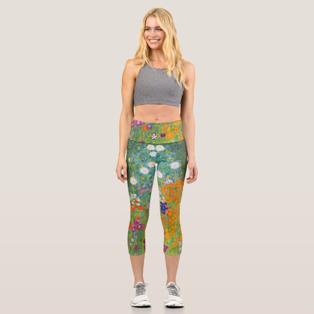Flower Garden by Gustav Klimt  Capri Leggings (Front)