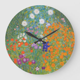 Flower Garden by Gustav Klimt Large Clock