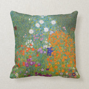 Flower Garden (by Gustav Klimt) Throw Pillow