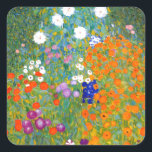 Flower Garden by Gustav Klimt Vintage Floral Square Sticker<br><div class="desc">Bauerngarten / Flower Garden / Cottage Garden vintage art painted in 1905 by Austrian Symbolist & Art Nouveau Artist Gustav Klimt (1862-1918)</div>