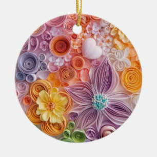 Flower garden circle ceramic ornament