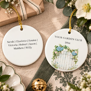 Flower Garden Club Personalized Names Christmas Ceramic Ornament