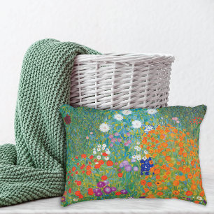 Flower Garden Colourful Landscape Gustav Klimt Decorative Pillow