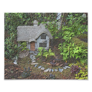 Flower Garden Cottage Charcoal Photo Peinture 8x10