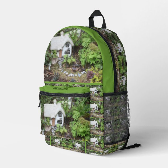 Flower Garden Cottage Painting Personalized Printed Backpack (Back Corner Right)