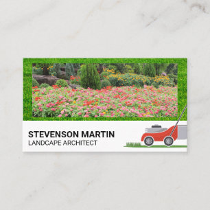 Flower Garden   Cut Grass Lawn Mower Business Card