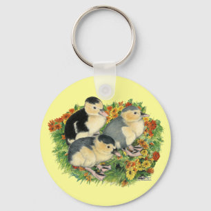 Flower Garden Ducklings Keychain