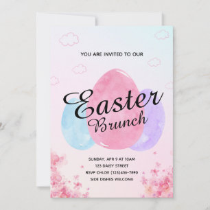 Flower Garden Eggs Easter brunch colourful Invitation