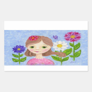 Flower Garden Girl large sticker
