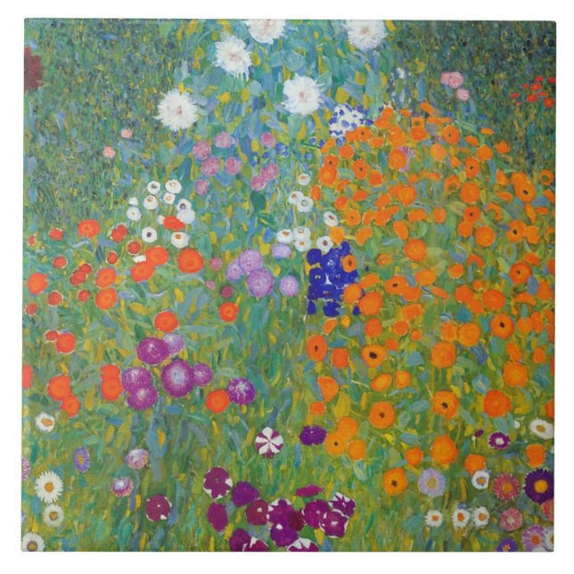 Flower Garden Gustav Klimt Fine Art Tile (Front)