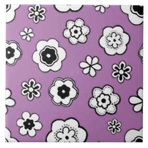 Flower Garden in Wild Orchid Tile