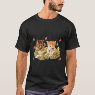 Flower Garden Kitten Pattern Cottagecore Cat T-Shirt