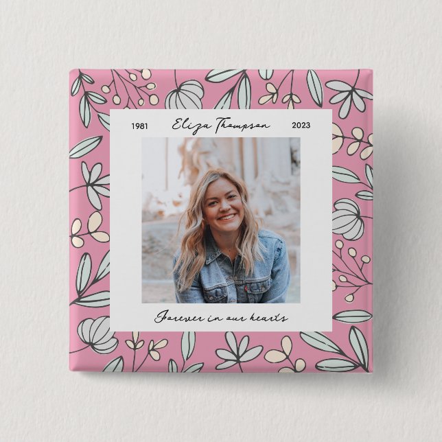 Flower Garden Memorial 2 Inch Square Button (Front)