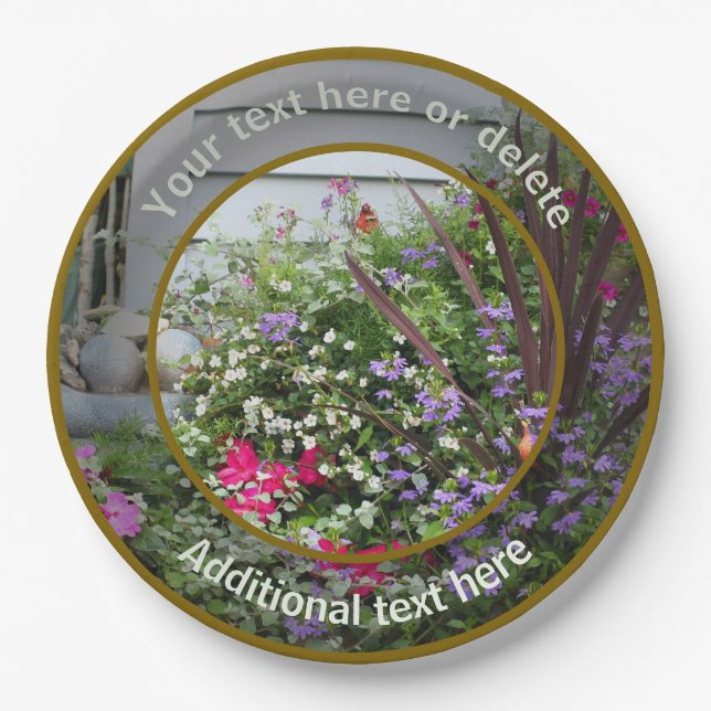 Flower Garden Nature Personalized Party Paper Plate (Front)