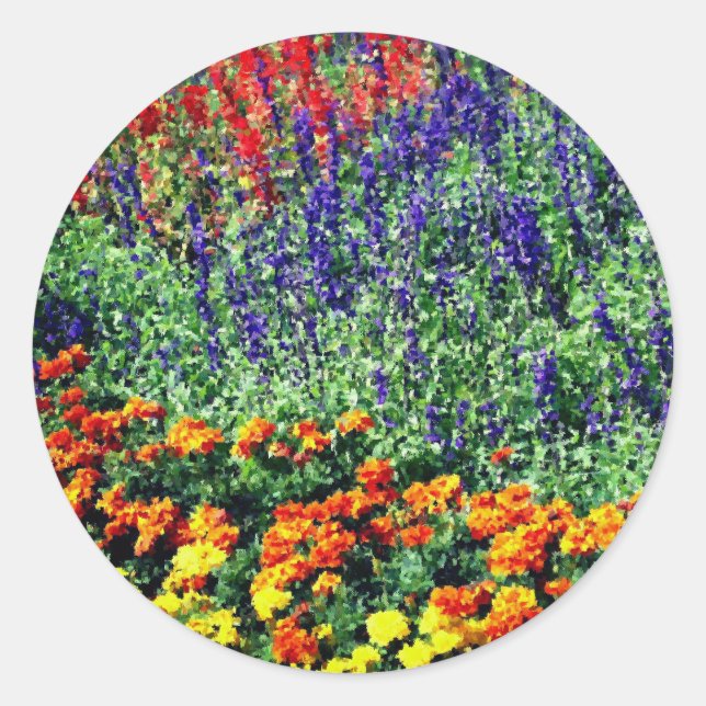Flower Garden Painting Classic Round Sticker (Front)