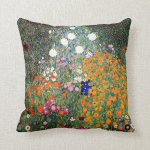Flower garden painting Gustav Klimt Throw Pillow