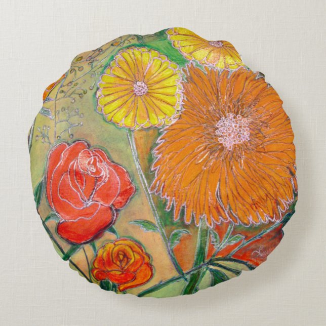 Flower Garden Round Pillow (Back)