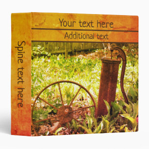 Flower Garden Rusty Wheel And Pump Personalized Binder